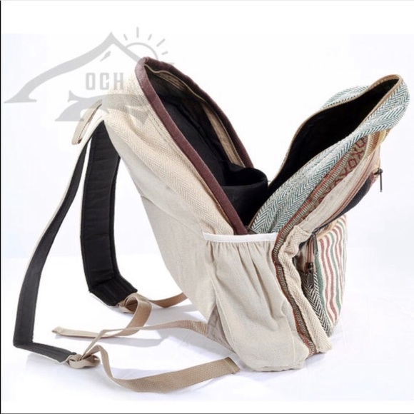 Handmade Multi Pocket Hemp Backpack - Picture 4 of 6